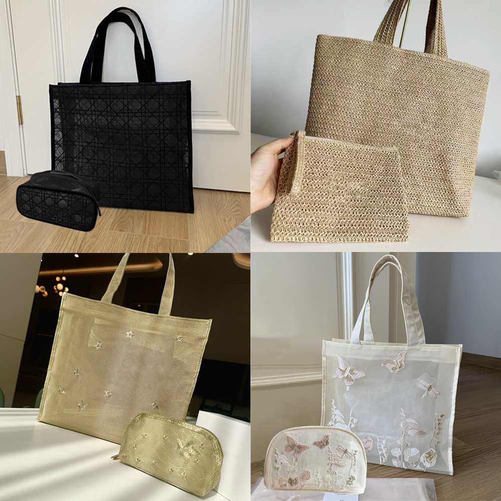 Designer Women Lady Storage Case Shoulder Beach Shopping Bag with Classic Cosmetic Beauty Pouch Makeup Organizer Box Storage Case VIP Gift