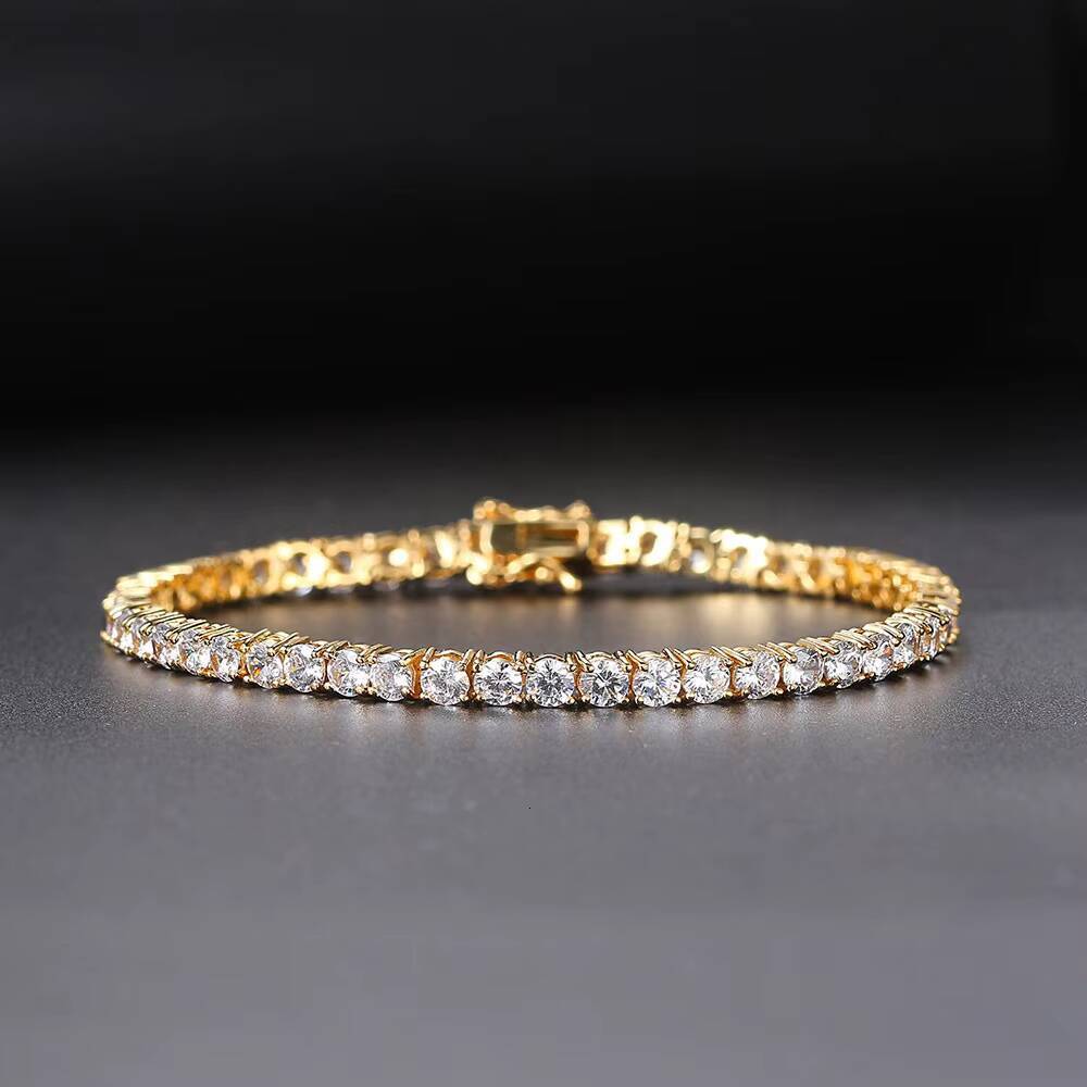10K 14K Gold and Silver Tennis Chain with Diamond Moissanite 3mm Wide for Fine Jewelry HPHT Lab Grown Bracelets Necklaces