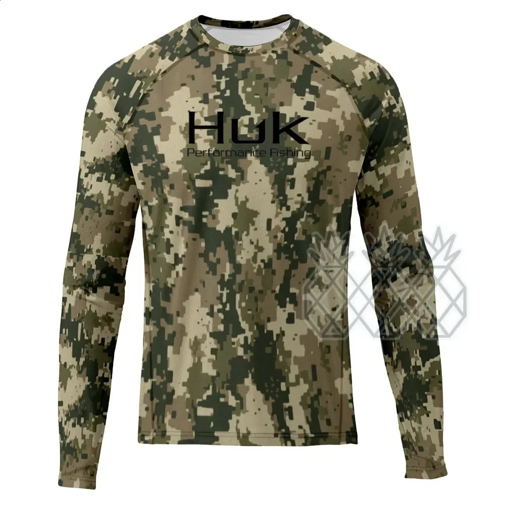 HUK Fishing Shirts Performance Apparel UPF50 Sunblock Fishing Clothing Long Sleeve Camouflage Fishing Wear Camisa De Pesca 250915