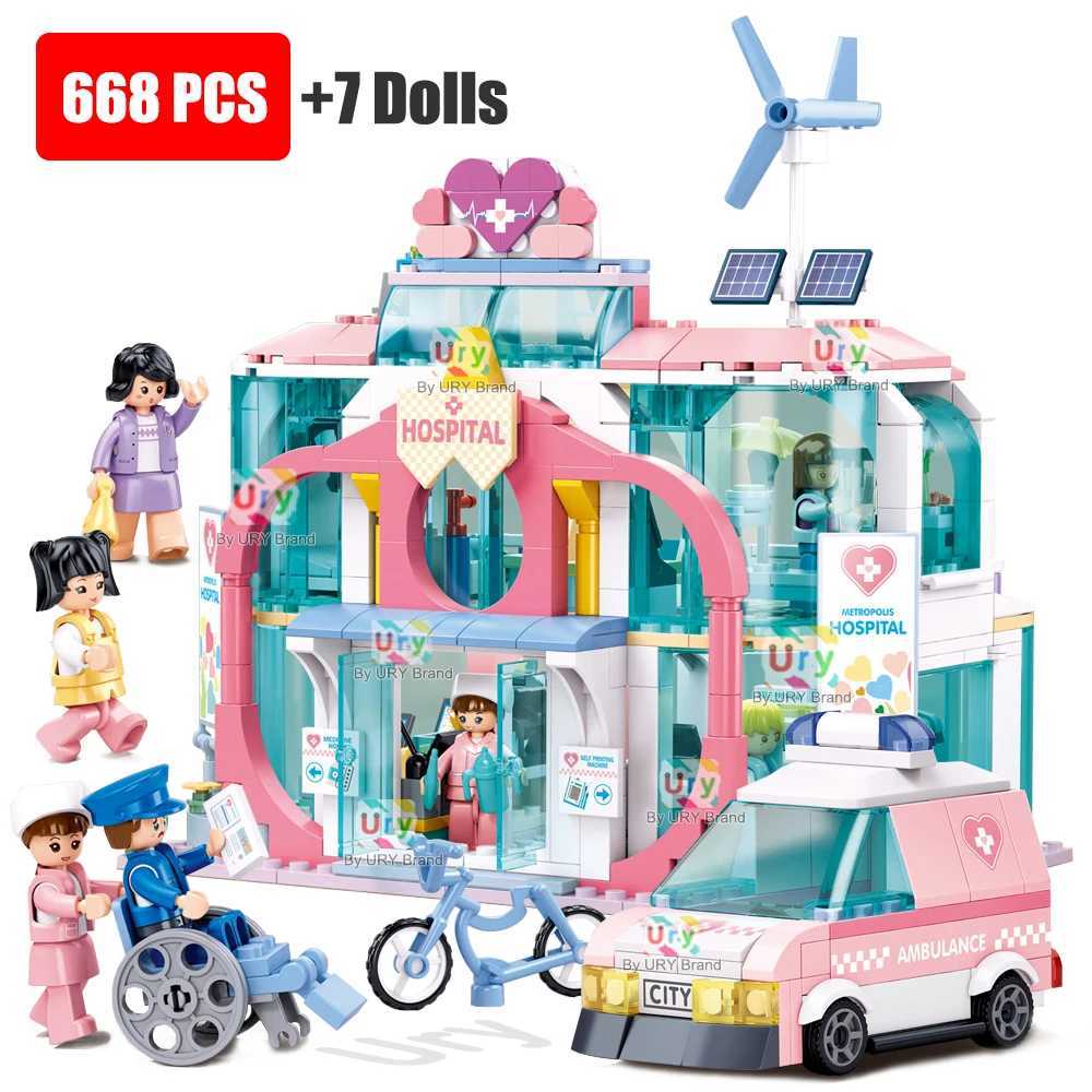 Sluban Friends House City Hospital Ambulance Rescue MRI Room Inpatient Ward Building Blocks Set DIY Toy for Girl Birthday Gift C250916