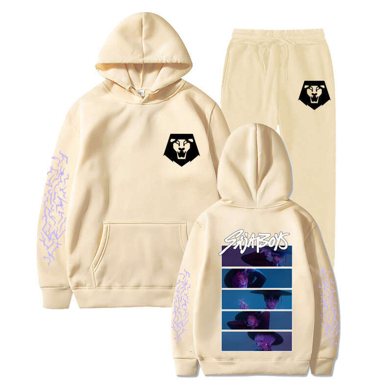 2025 Kpop Demon Slayer Boy Group Sa Boys Hooded Loose Fit Unisex Casual Sports Sweatshirt Set