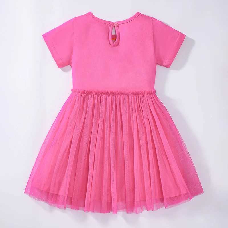 Little maven Baby Girls Childrens Clothing 2025 Summer Fashion Embroidered Cartoon Rainbow Mesh Party Dresses Kids Clothes C250916