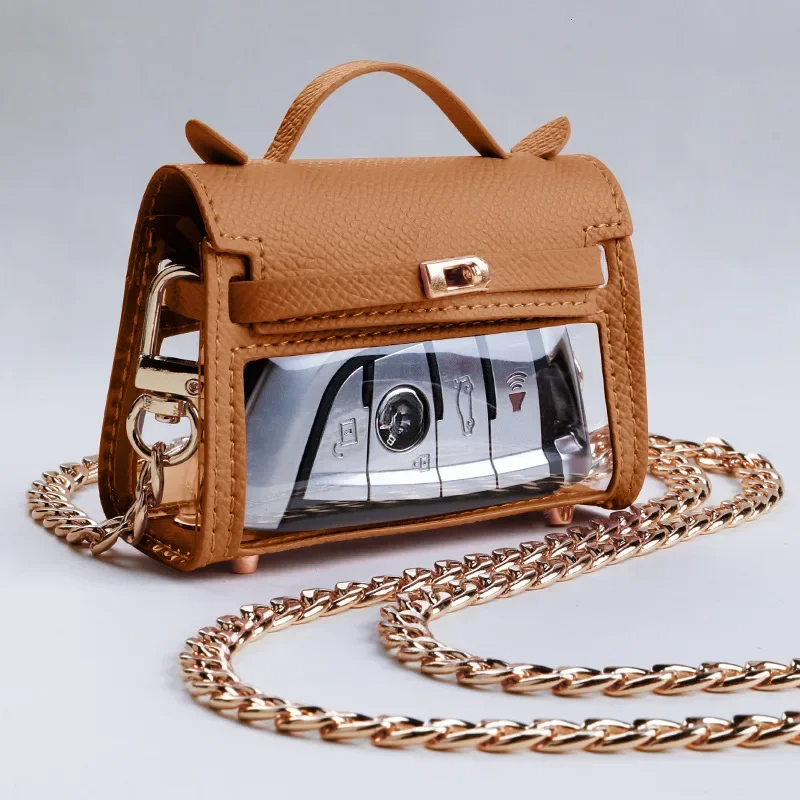 Bestseller Mini Clear Leather Storage Bag Keychain Wallet For Car Key Perfume Lipstick Coin Earphone Case for Apple Box With Chain ddmytues ddmytues