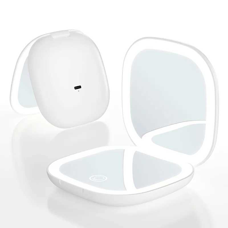 LED Cosmetic Mirror Doublesided Lights with 1X5X magnification Square folding Portable Travel Vanity Makeup Mirror with Lights C250916