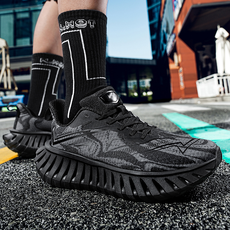 Men's Breathable Mesh Sneakers with Cushioning for Running - Casual Trendy Athletic Shoes