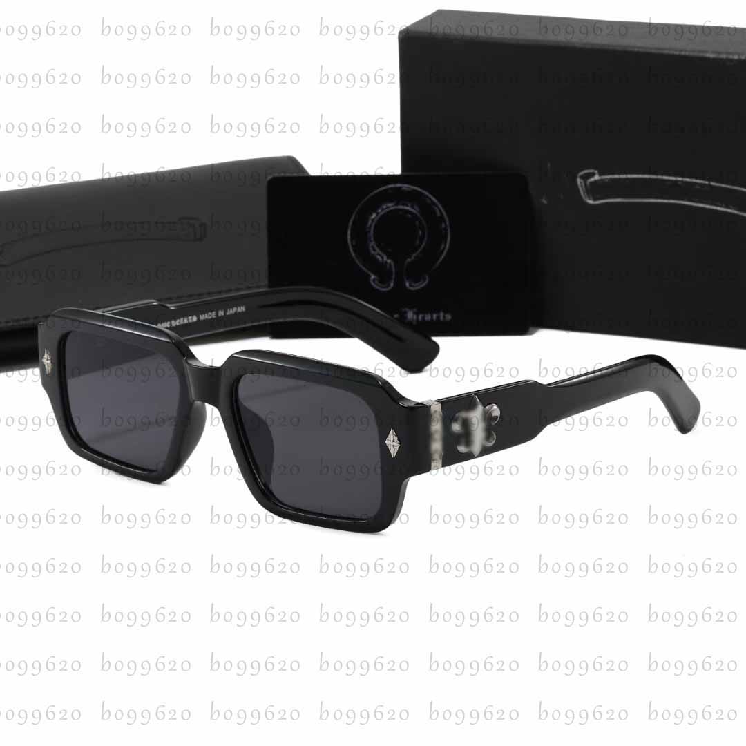 Men's Chrome Glasses Designer Square Flat Lenses Women's Blue Light HD Lenses Casual Beach UV Protection Sunglasses Fashion Accessories