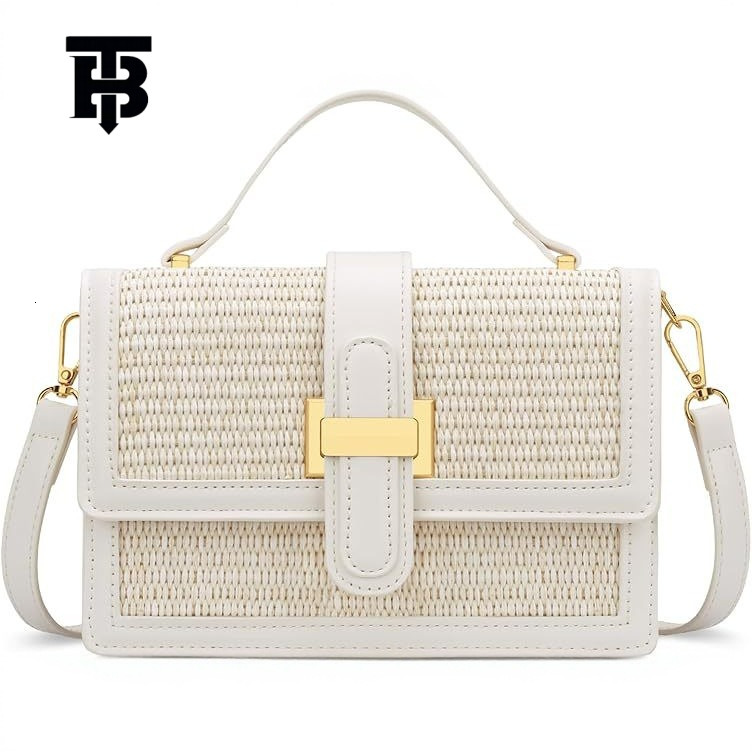 TB BHULAMTE Designer's New Woven Small Square Bag For Women Simple And Elegant Single-shoulder Crossbody Bag Beach Luxury Bag Straw Woven Bag Bam