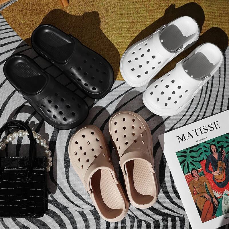 Hollow Out Closed Toe Summer Women 2024 Thick Bottom Platform Sandals Woman Solid Color Non-slip Soft Sole Beach Shoes ddmypanda