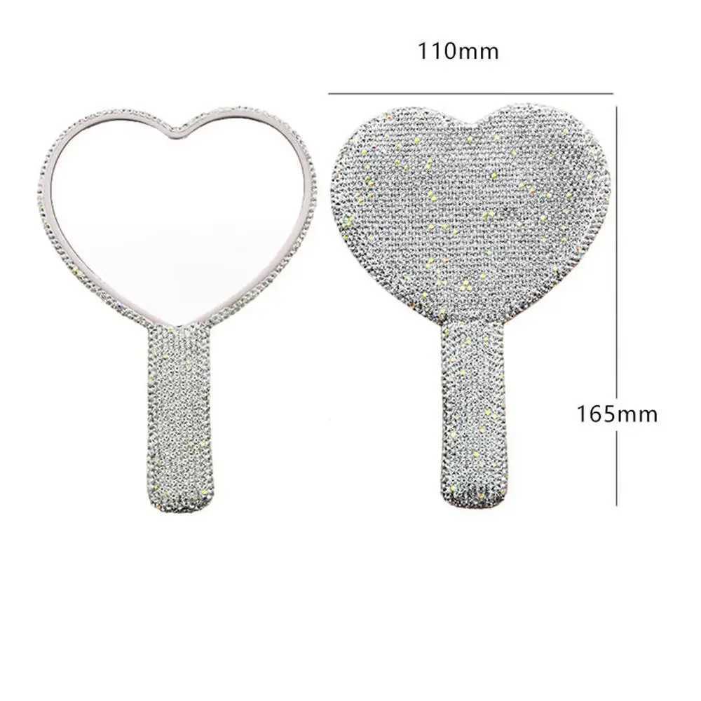 Travel Diamond Makeup Mirror Love Heart Bling Cosmetic Beauty Tools Handheld Vanity Portable Make Up Mirror for Girls Gifts C250916