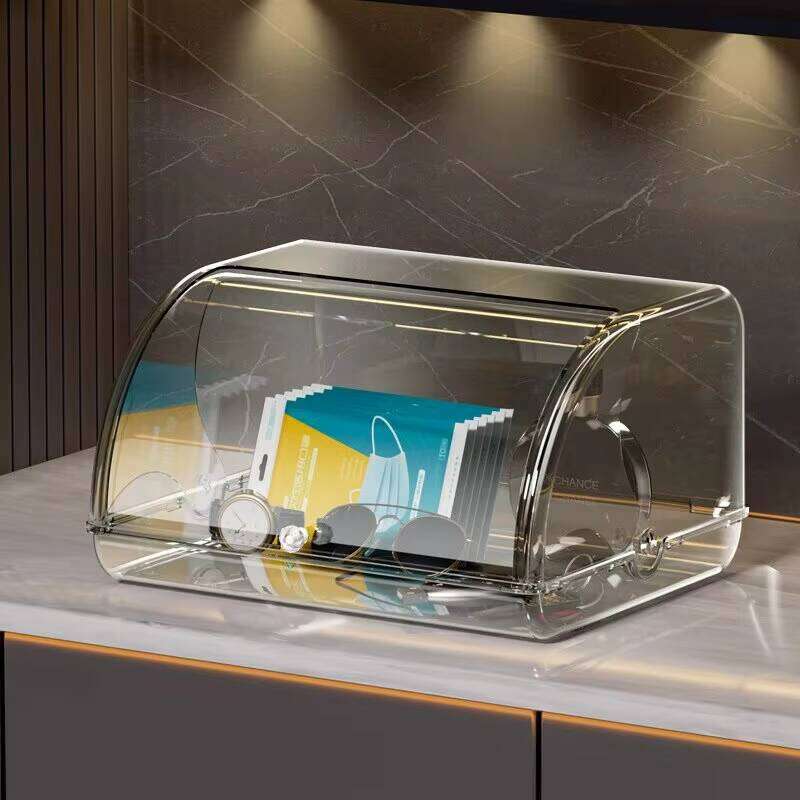 Modern Rectangular Plastic Bread Storage Container PE Food Locker Cake Stand with Aluminum Dessert Containers for Sundries
