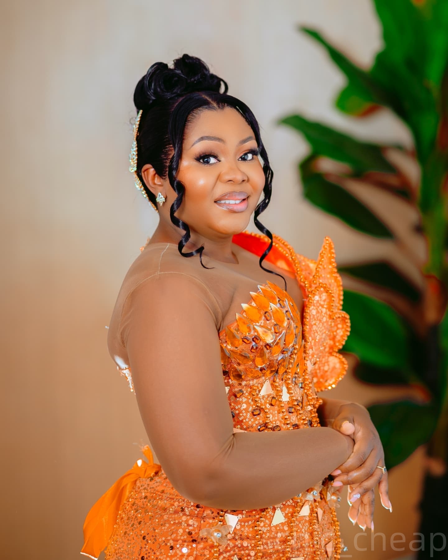 Aso Ebi Orange Mermaid Prom Dresses 2025 Crystals Beaded Florals Evening Formal Party Second Birthday Engagement Gowns Plus Size Dress For Special Occ