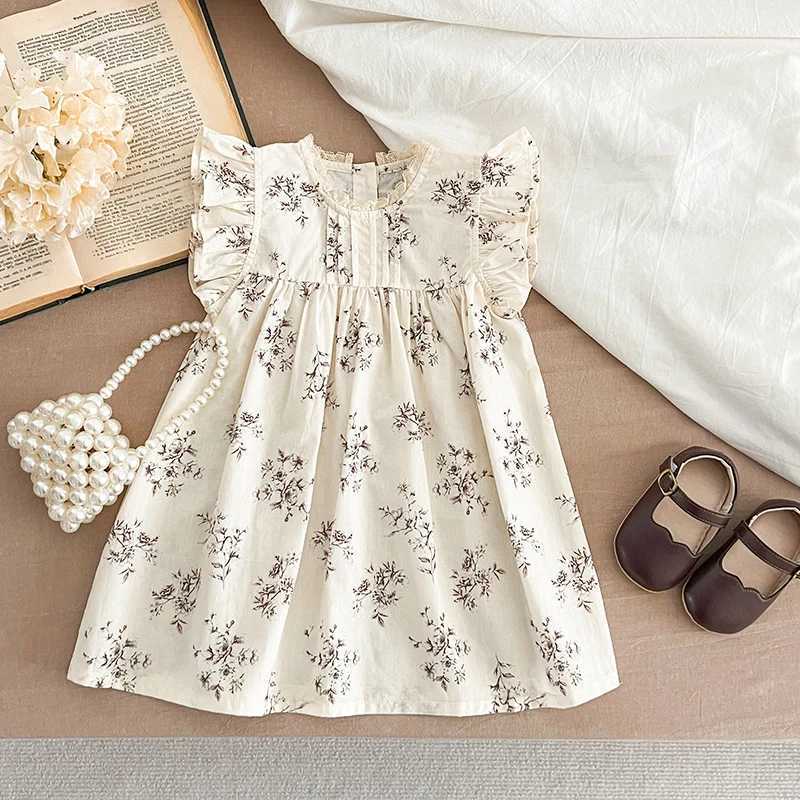 Fashion Flowers Kids Clothing Baby Girls Dress Flying Sleeve Ruffles Cotton Backless Newborn Infant Princess Dress Party Dresses C250916