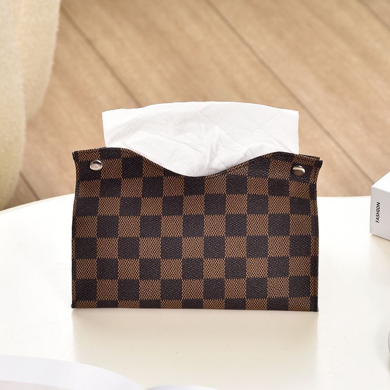 Designer Luxury Retro Furniture Tissue Box PU Leather Napkin Holder Desktop Bedroom Coffee Table Paper Drawer Leather Car Universal Organizer Classic 