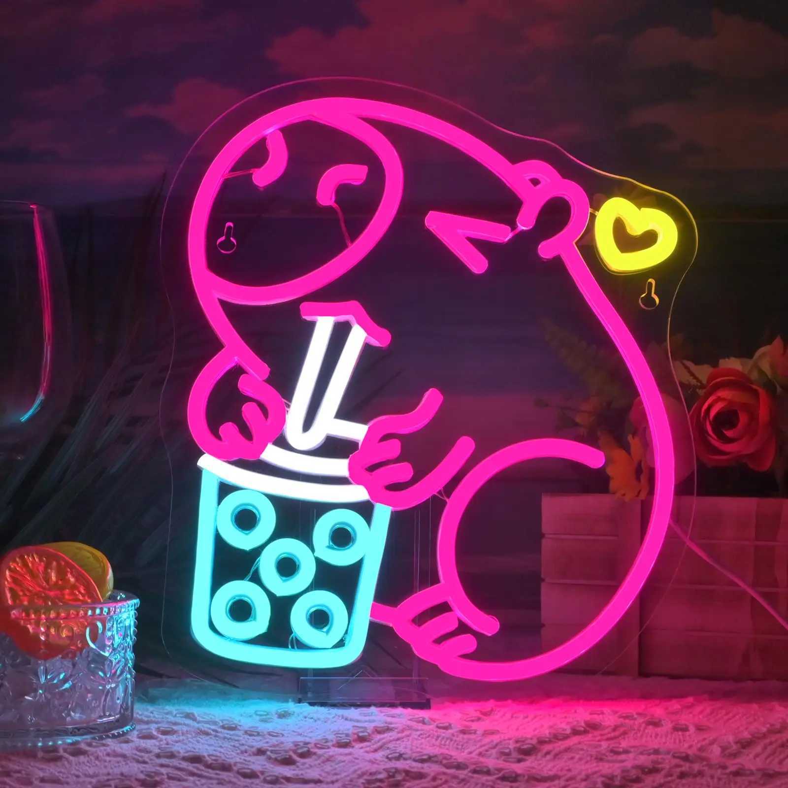 Capybara Neon Sign Capybara Tea Neon Signs for Baby Room Man Cave Bar Club Living Room Party Bedroom Gifts Y250916
