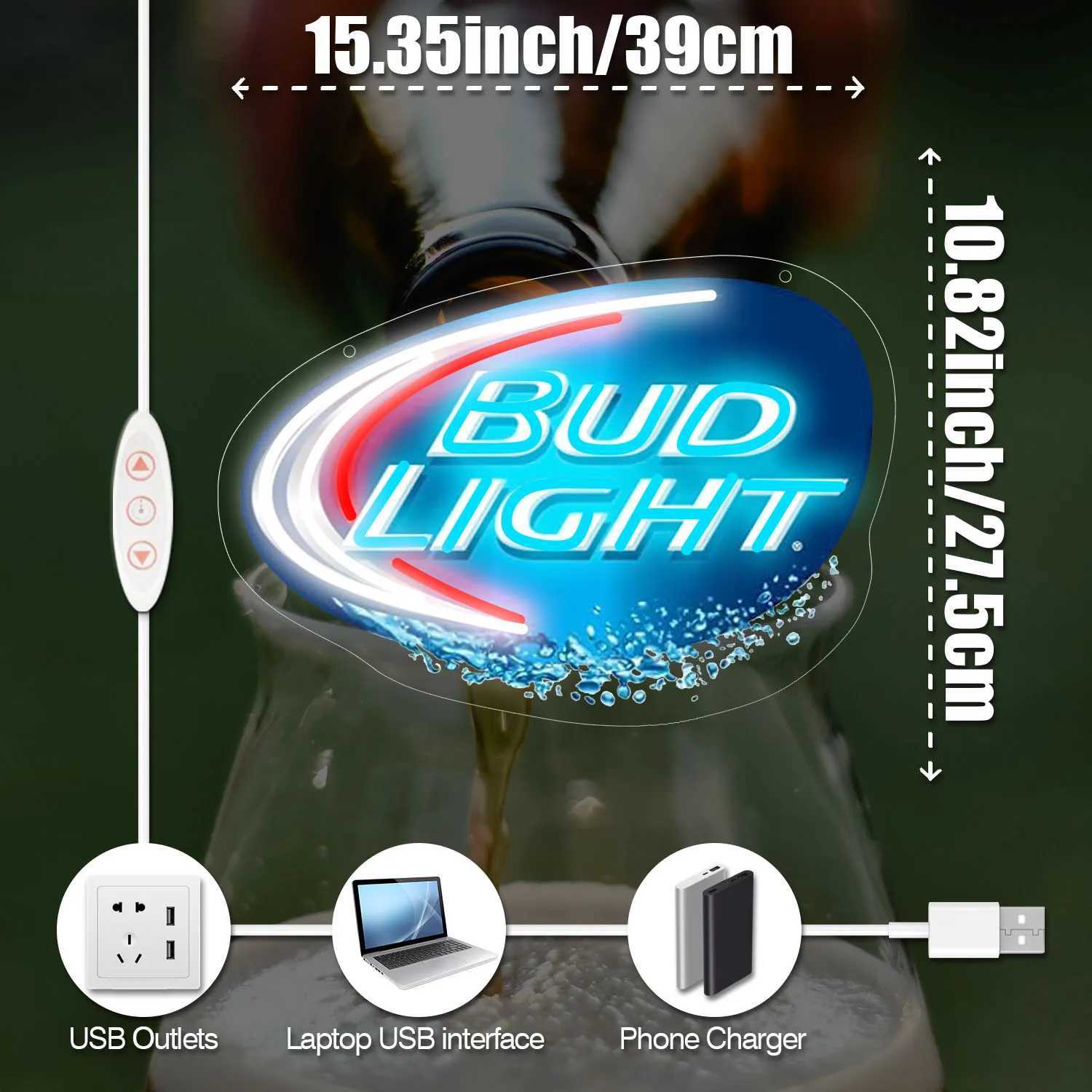 UV printed beer LED neon sign decoration USB powered dimmable neon sign used for bars bedrooms parties mens holes Y250916