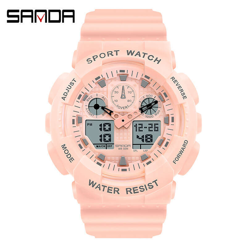 DHgargets Sanda TJ3099 Dual Movement Electronic Outdoor Casual Sports Waterproof Watch Multifunctional Versatile Wristwatch
