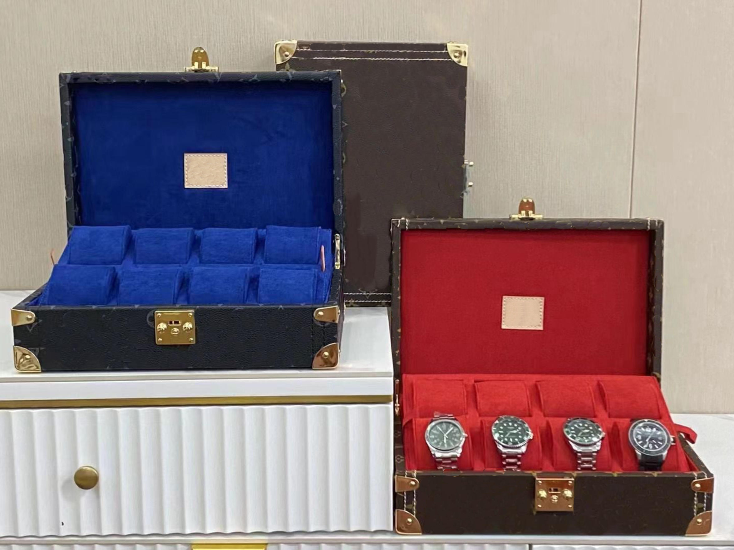 Designer Watch Boxes Flower Leather Box Watch Packaging Matching Watch Boxes 8-bit Grids For Display Top Quality