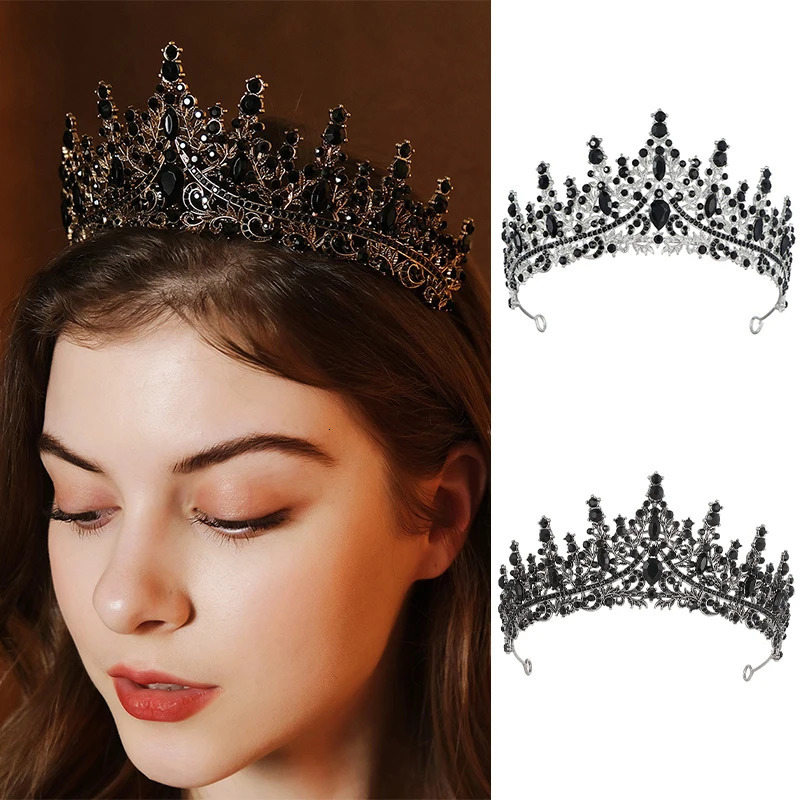 Corone Nere Per Donne Barocce Corona Tiara Halloween I Gioielli Accessori Per Cani Regalo Per Amico 250915-image