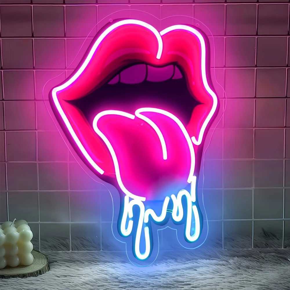 Playful Lips LED Neon Sign USBPowered Vibrant Wall Decor for Bar Bedroom Gaming Room NonProvocative Party Lighting for Y250916