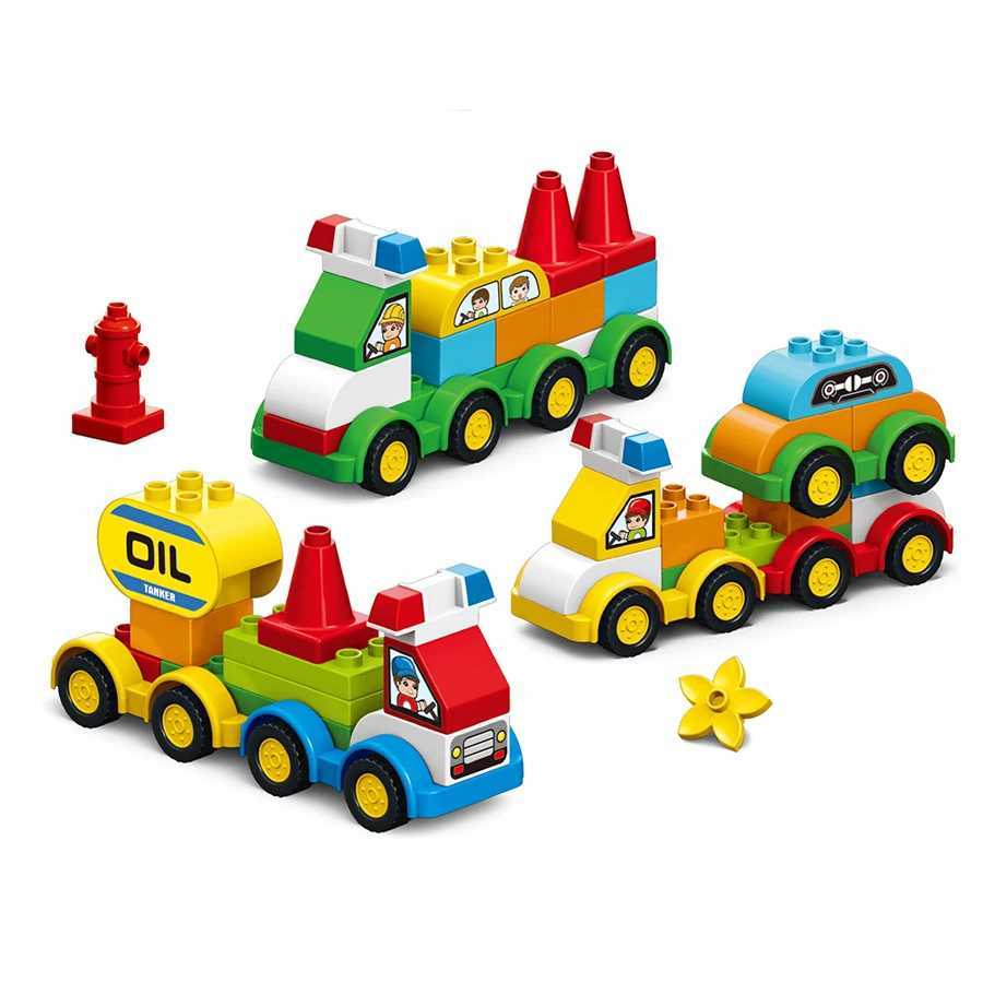 140Pcs Large Particles Duploed Car Squad Building Blocks DIY City Cars Educational Bricks Kids Toys For Children Gift C250916