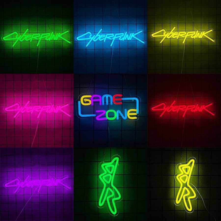 Game Cyberpunk Edge Runner Neon Sign for Game Zone DecorLed Lights for Man Cave Gaming Room Internet Bar or Bedroom Decor Y250916