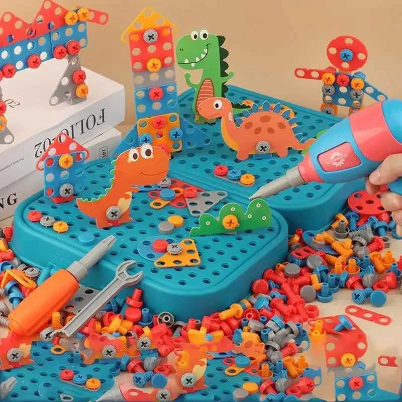 Children Toys Tool Set Electric Drill Screw Nut Puzzle Toys Pretend Play Dinosaur Drilling Assembly Educational Toys for Boys C250916