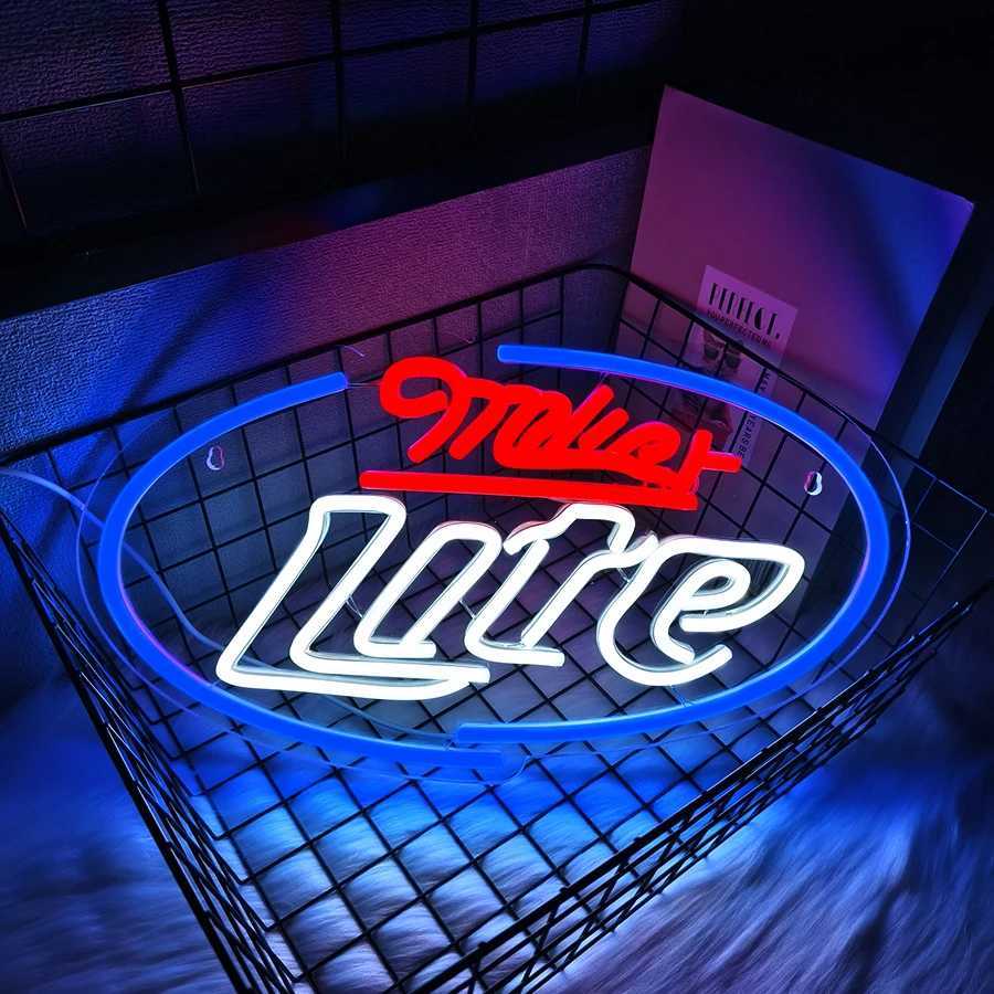 Miller Lite Neon Sign For Wall DecorLed Neon Light For Man CaveBedroom DecorationStoreBeer BarPubClubPartyUSB Powered Y250916