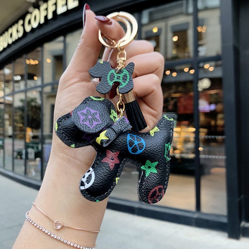 Bestseller Key Car Puppy Creative Keychain Female Internet Celebrity High-end Bag Pendant Leather Personalized Couple ddmytues
