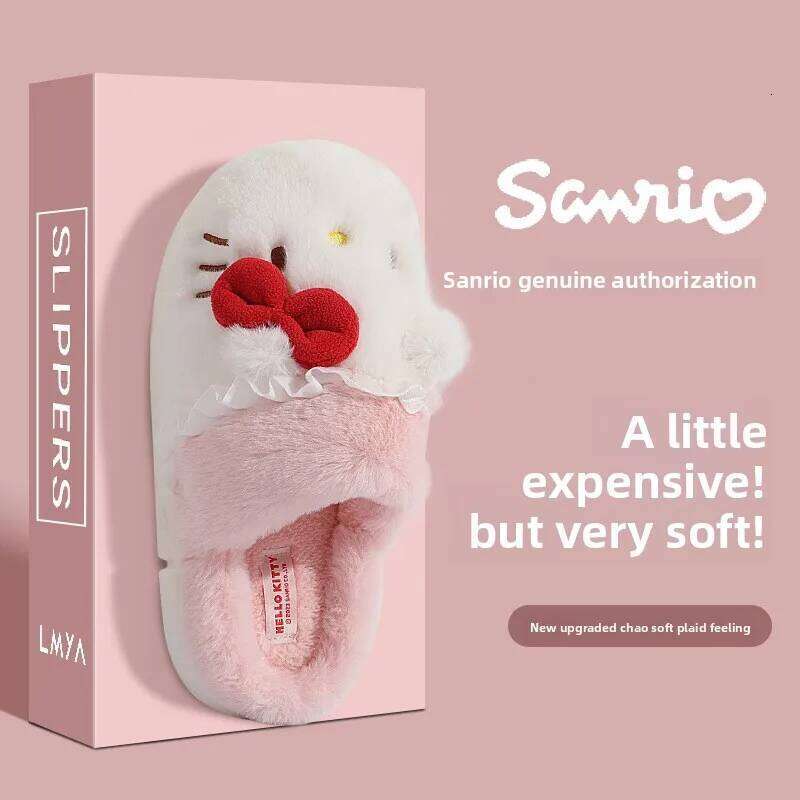 2025Plush Slippers Hello Kittys Cute Student Autumn Winter Soft Padded Plush Bedroom Aldult Shoes Girls Xmas