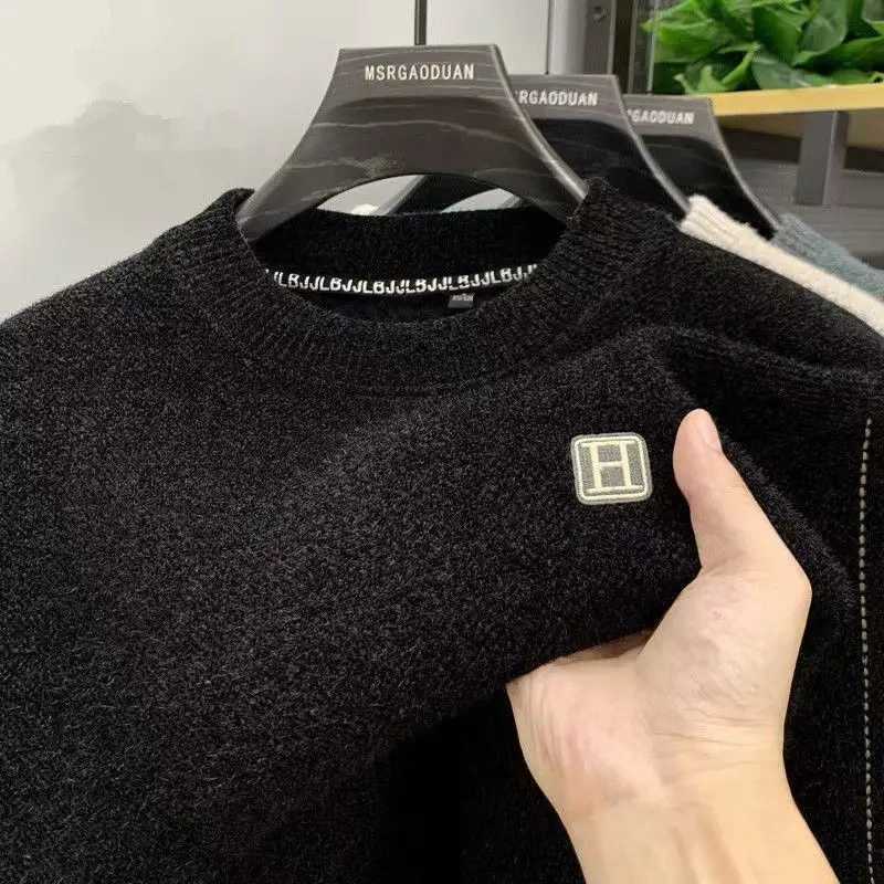 Winter AllinOne Fleece Crew Neck Sweater Mens Thickened Fleece Warm Clothes Chenier Knitted Sweater Pullover Bottom Shirt Z250916