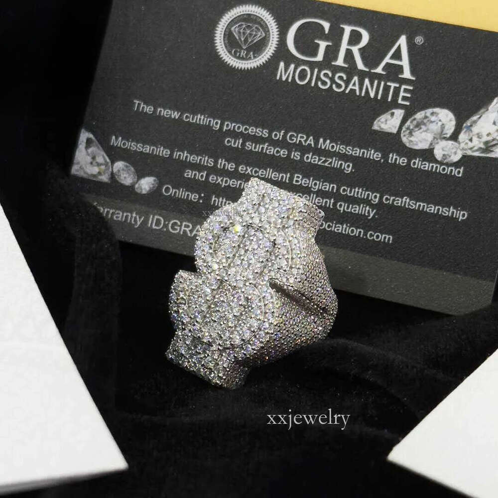 14k Yellow And White Gold Rings Dropshipping 8mm Moissanite With Side Lab Grown Dia iced out Ring