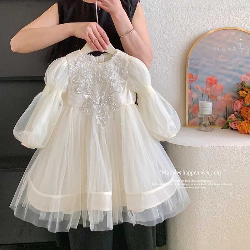 Girls Princess Mesh Dress New Children Puffy Gown Kids Autumn Birthday Party Tulle Vestidos Girl Fashion Longsleeve Clothing C250916