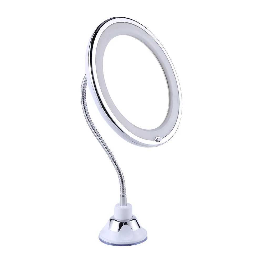 10X Magnifying Suction Mirror Flexible Vanity Mirror with LED Light Bathroom Mirror 360 Degree Swivel for Home and Travel C250916