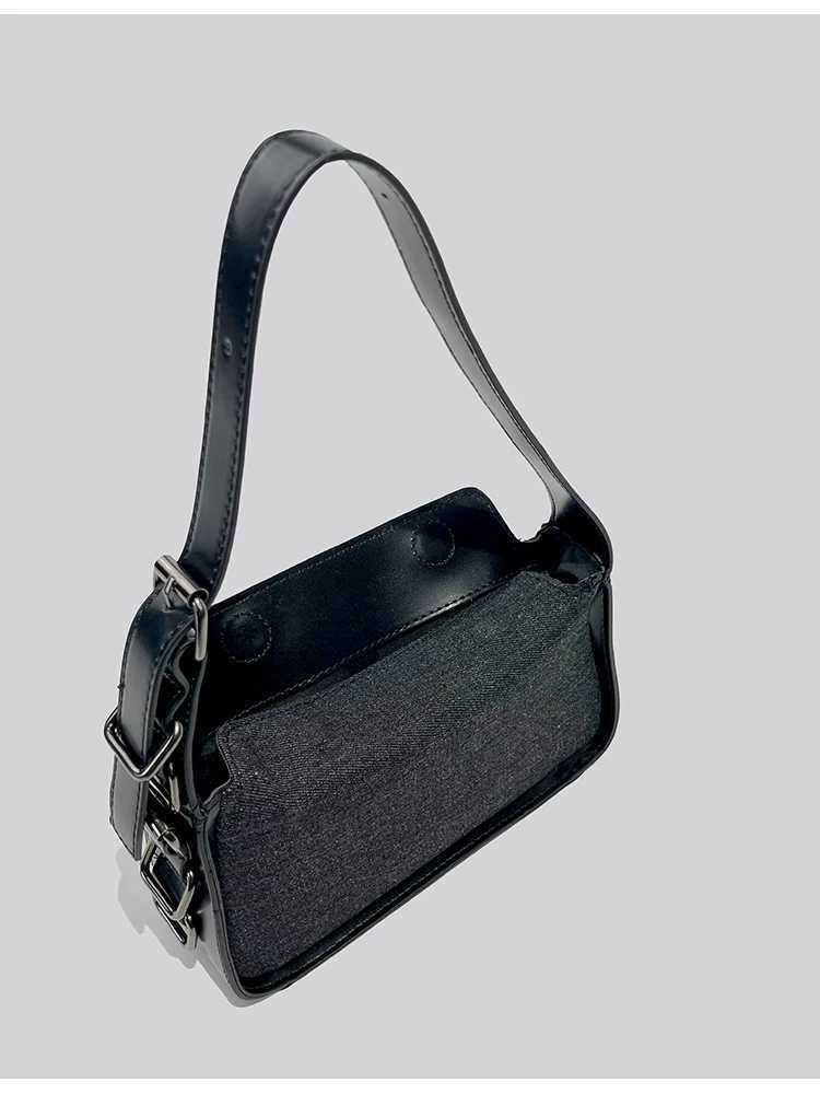 JIAERDI Vintage Black Denim Shoulder Bags Women Hot Girls New Casual Underarm Bag Purse Female Harajuku Aesthetic Handbag Y2k L250916