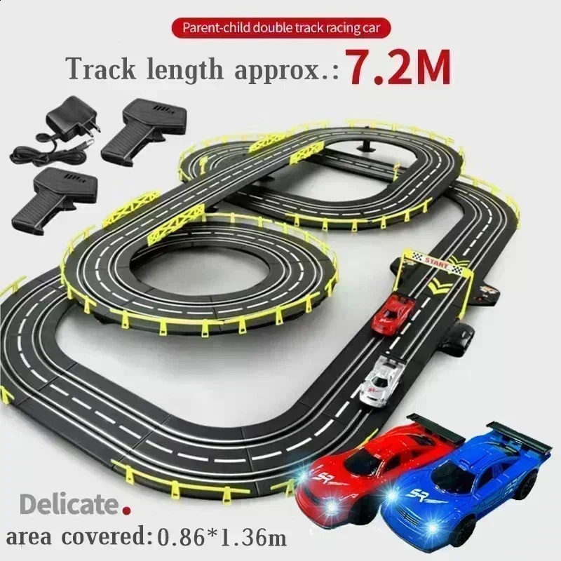 143 Electric Rail Car Double Remote Control Racing Track Toy Autorama Circuit Voiture Railway Slot Race 250916