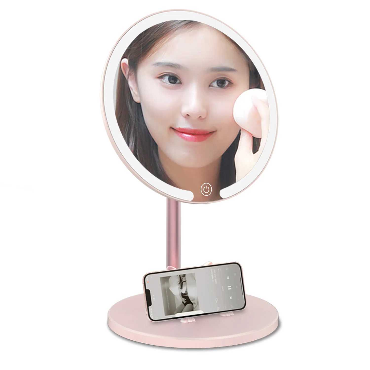Stepless Dimmable Vanity Mirror with Builtin Battery Portable LED Makeup Mirror HD Glass Surface Touch Controls USB Charging C250916