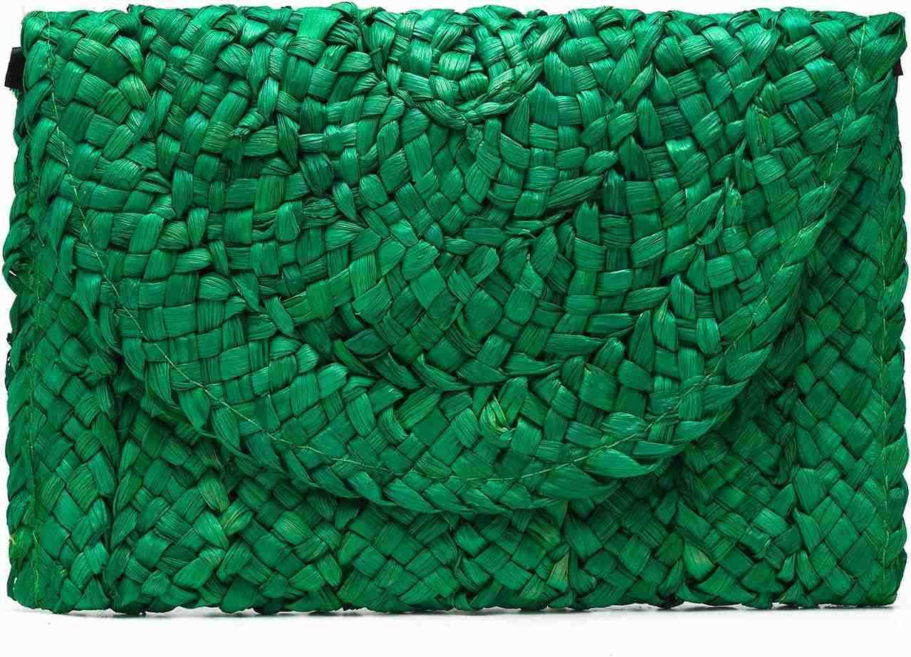 Women Straw Clutch Summer Straw Beach Bag Woven Evening Purse Envelope Handbag Khaki Wallet Purse Z2509020