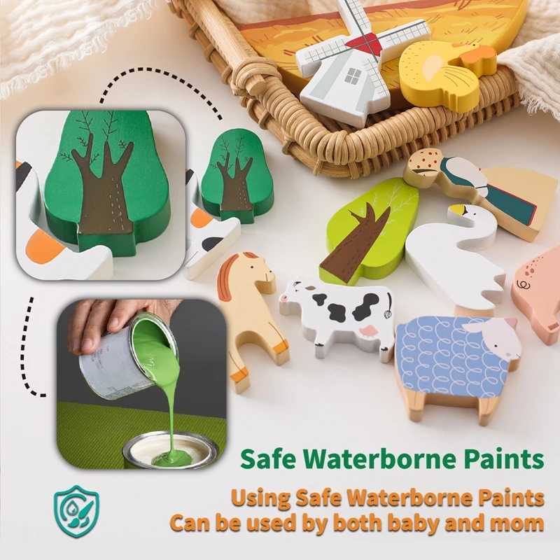 Baby Farm Stacking Wooden Block Toys Animal Cow Educational Toys Baby Balance Building Blocks Creative Toys Wooden Stacking Toy C250916