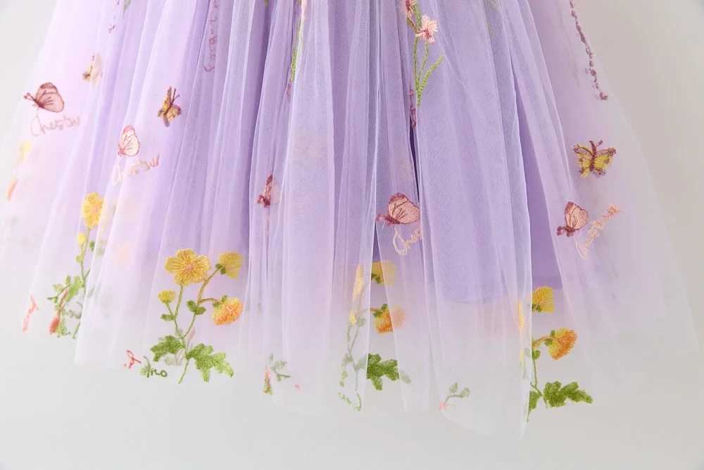 Baby Girls Flower Butterfly Embroidery Sleeveless Princess Dress Toddler Kids Birthday Baptism Clothes Summer Girls Dress 15Yrs C250916