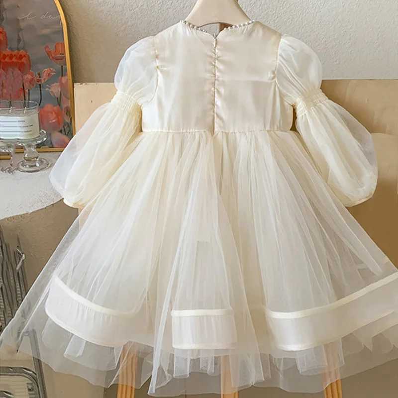 Girls Princess Mesh Dress New Children Puffy Gown Kids Autumn Birthday Party Tulle Vestidos Girl Fashion Longsleeve Clothing C250916
