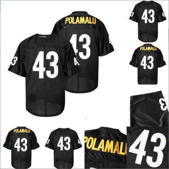 43 Troy Polamalu Black ed Fooball Jersey Casual V-Neck Sports Shirt for Outdoor Activities Parties, Sizes S-XXXL Free shipping