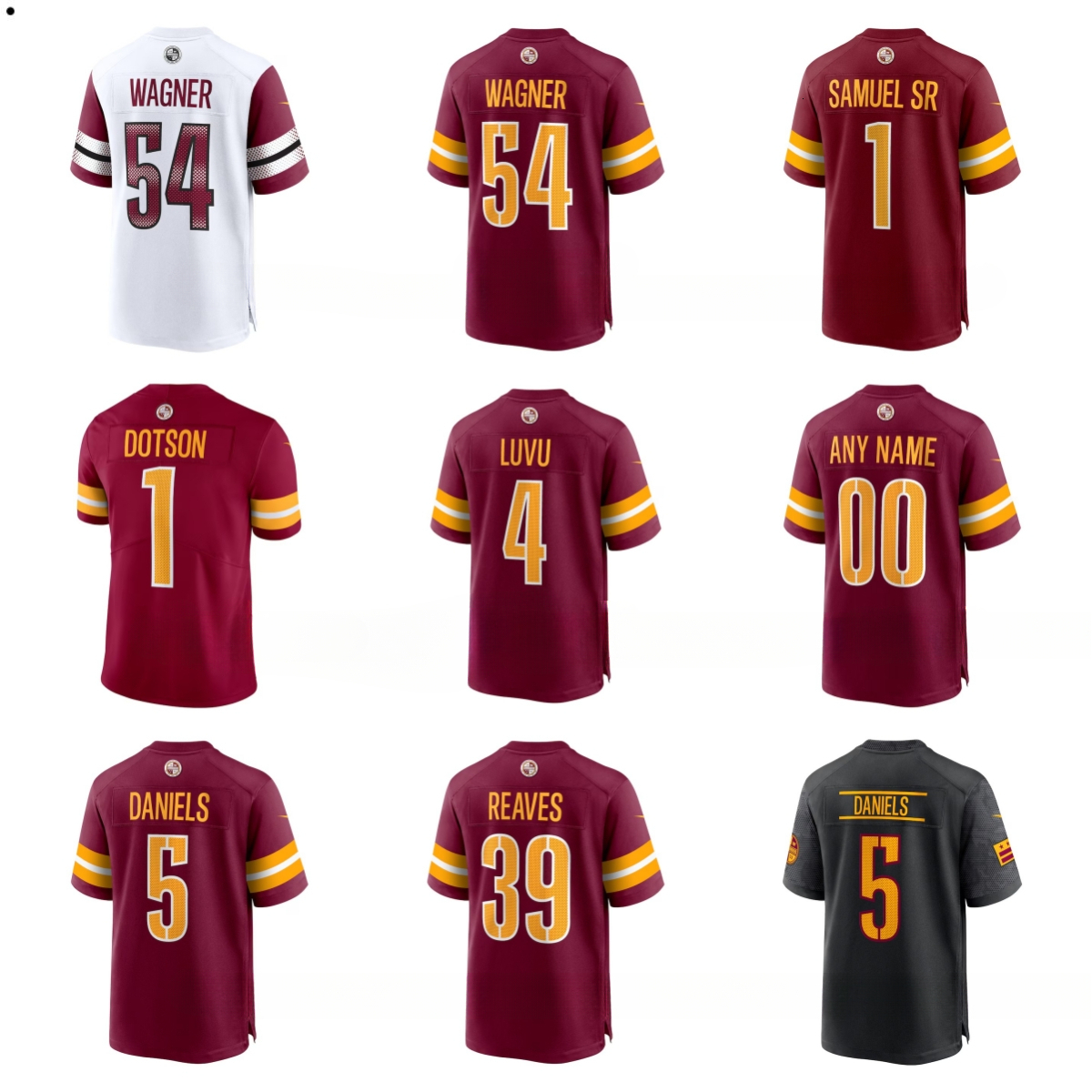 NFL Commanders Jayden Daniels Terry McLaurin Frankie Luvu Mike Sainristil Sean Taylor Tress Way Deebo Samuel Sr Bobby Wagner Zach Ertz Jahan Dotson Custom Jersey