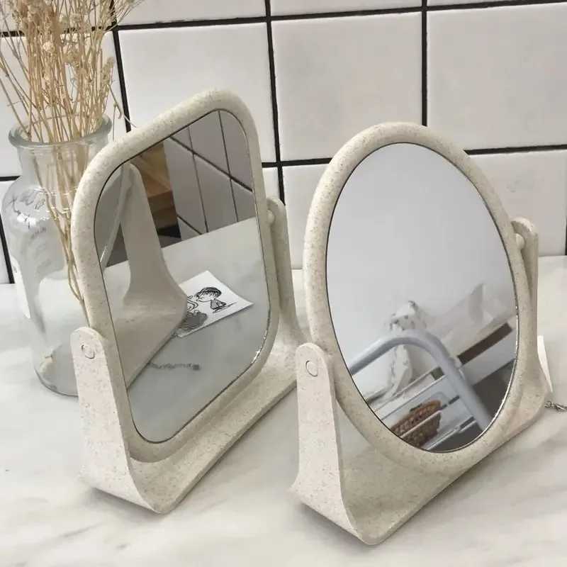 Foldable Desktop Makeup Mirror 360 Degree Rotating Double Sided Princess Mirror Portable With Stand Square Round Mirror Home C250916