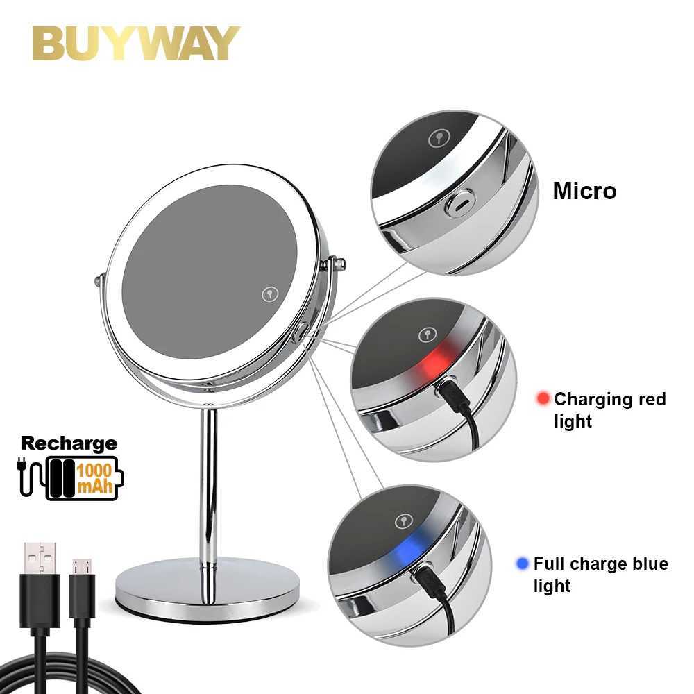 7in 3X Magnifying Cosmetic Mirror with USB Charging Touch Bath Vanity Dimmer Switch Make up Double Side Desktop Mirror C250916