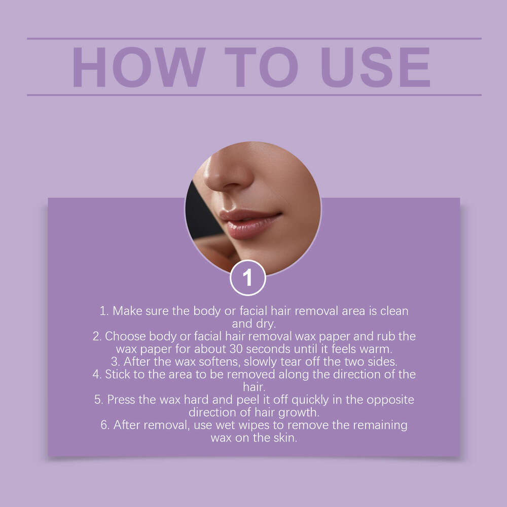 JAYSUING Facial Body Hair Removal Wax Strips Gentle Moisturizing Refreshing Non-Irritating Cleans Skin Smooth and Clean