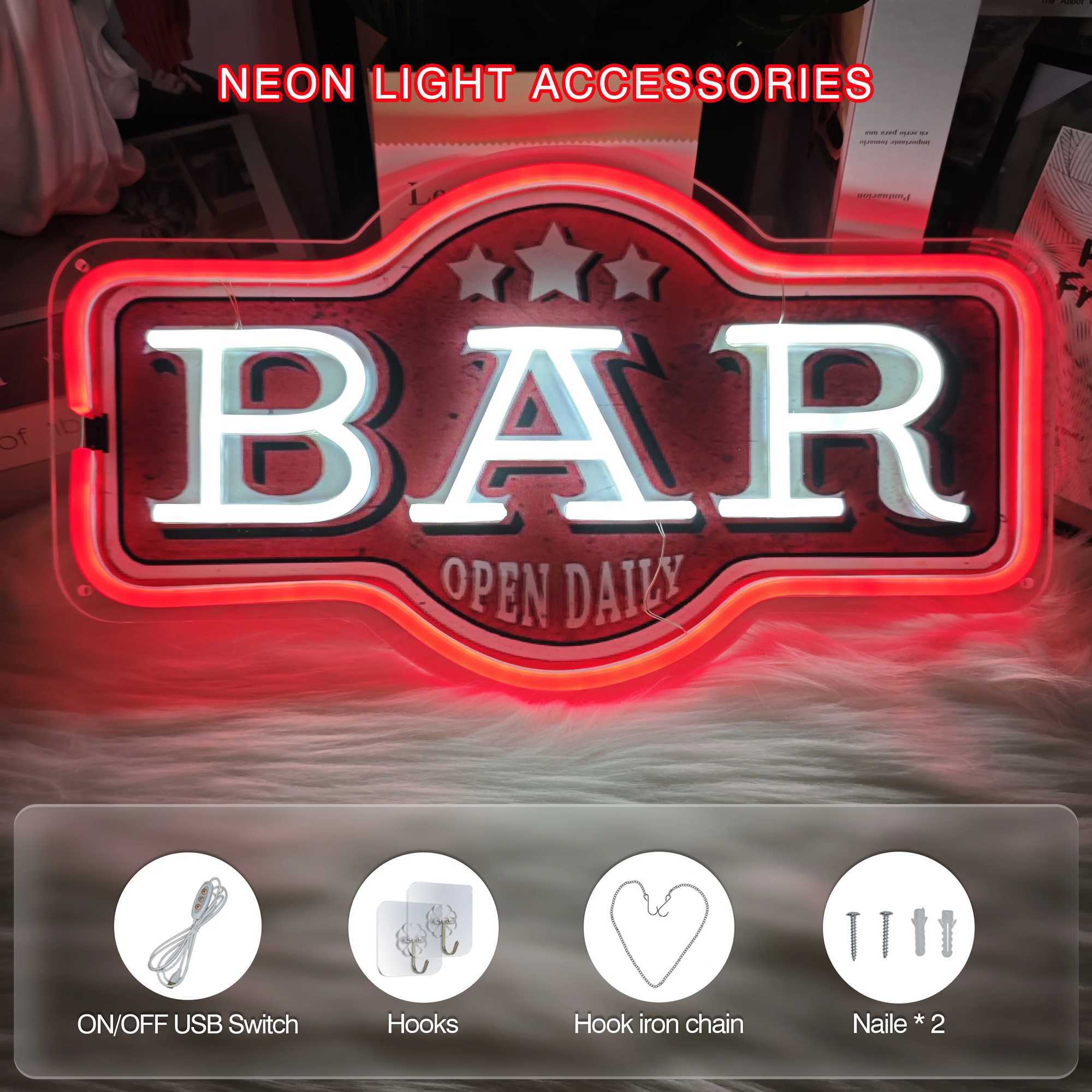 1 bar open LED neon sign retro wall decoration suitable for mens holes game rooms arcade or home bars Y250916