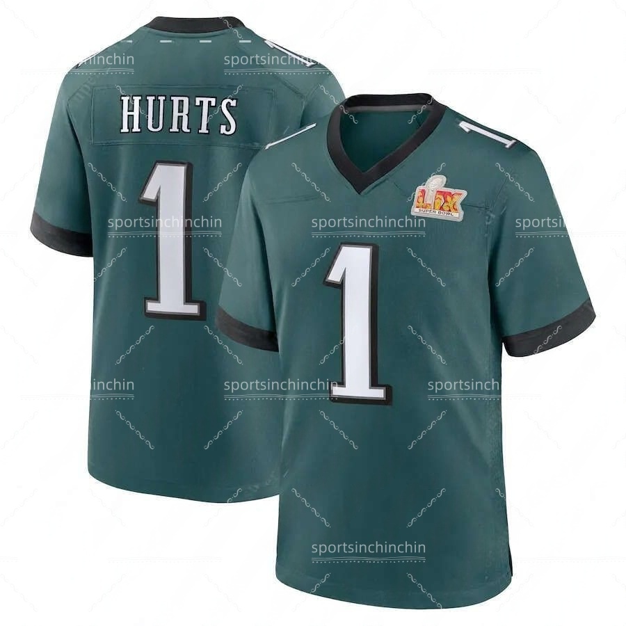 2025 Super Bowl LIX Football Jersey 26 Saquon Barkley 11 Brown 1 Jalen Hurts 6 DeVonta Smith 33 Cooper DeJean 88 Goedert 55 Brandon Graham 98 Carter 6