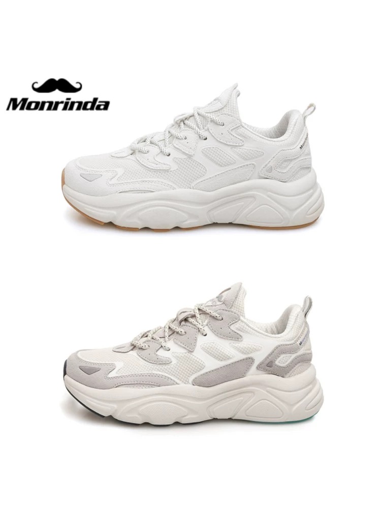 Mirinda Men's Breathable Autumn Genuine Leather Sneakers Thick-Soled Dad Women's Mesh Height-Increasing Casual Shoes Men