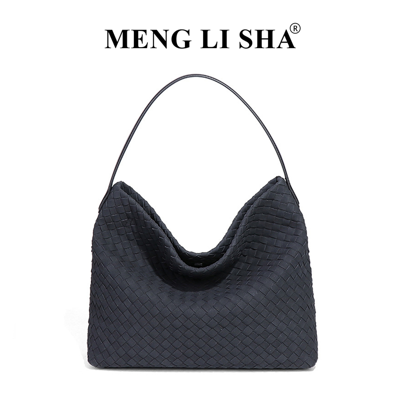 MENGLISHA Free Shipping designer bag Light luxury high quality Vintage frosted woven shoulder tote bag commuting large capacity handbag