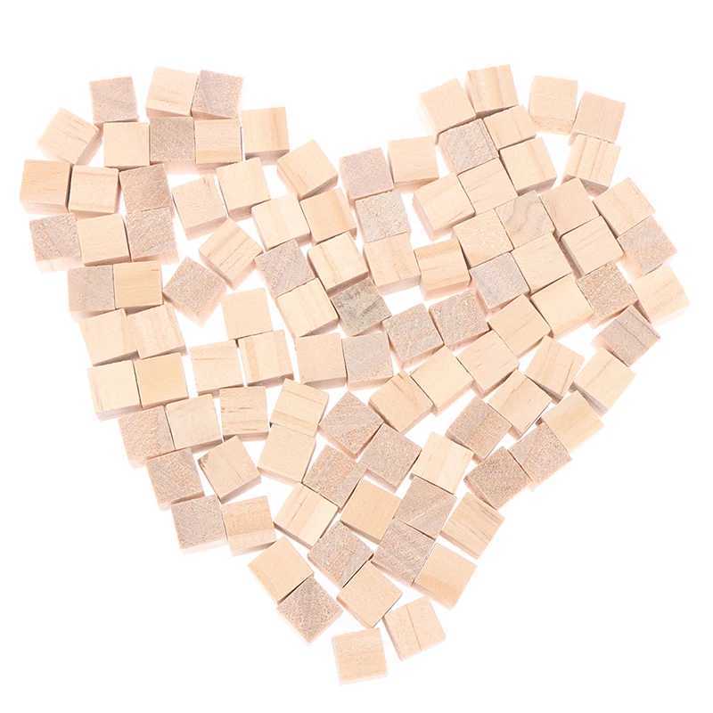 100Pcs Unfinished Blank Mini DIY Wooden Square Blocks 1cm Wood Solid Cubes for Woodwork Craft Kids Toy Puzzle Making Material C250916